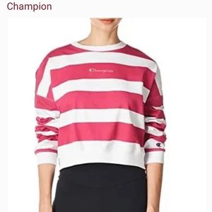 Champion NWOT pink and white cropped sweatshirt Large